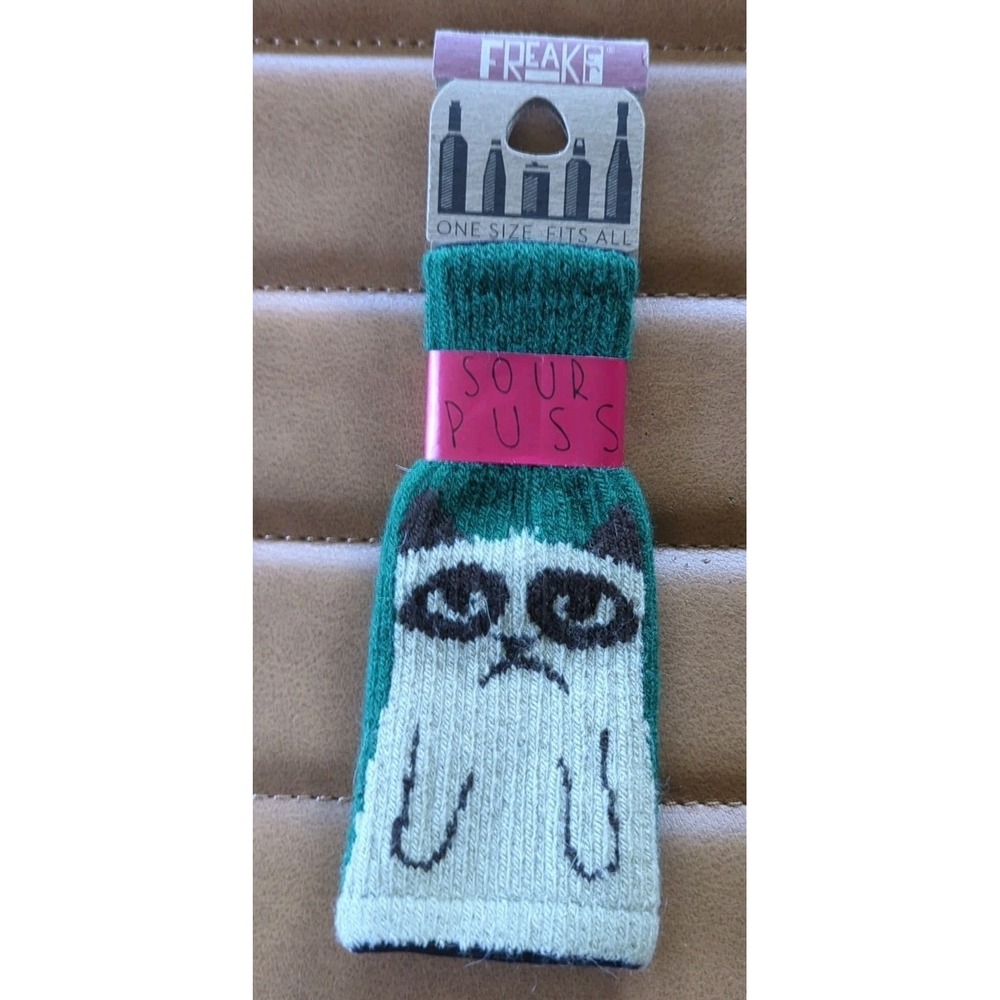 FREAKER Beverage Insulator Koozie Sour Puss Grumpy Cat‎ NWT Made In USA